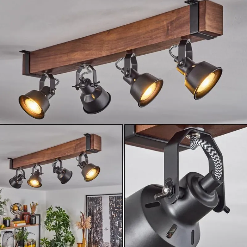 Luminaires Scandinaves-hofstein Plafonnier Safari Brun, Noir, 4 lumières