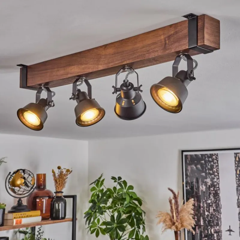 Luminaires Scandinaves-hofstein Plafonnier Safari Brun, Noir, 4 lumières