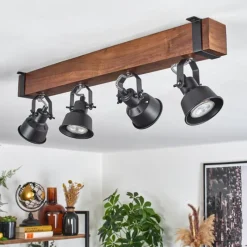 Luminaires Scandinaves-hofstein Plafonnier Safari Brun, Noir, 4 lumières