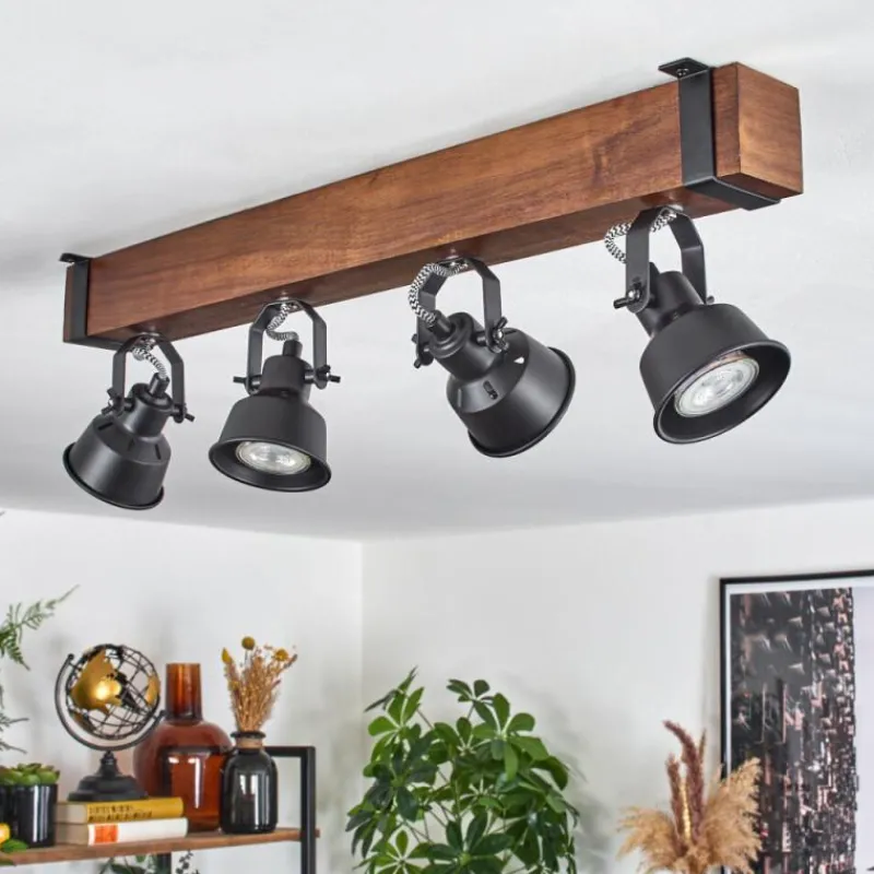 Luminaires Scandinaves-hofstein Plafonnier Safari Brun, Noir, 4 lumières