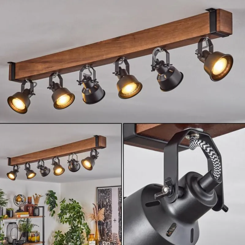 Luminaires Scandinaves-hofstein Plafonnier Safari Brun, Noir, 6 lumières