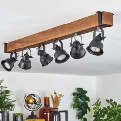 Luminaires Scandinaves-hofstein Plafonnier Safari Brun, Noir, 6 lumières