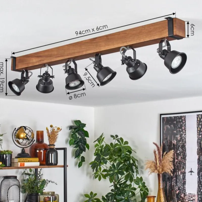 Luminaires Scandinaves-hofstein Plafonnier Safari Brun, Noir, 6 lumières