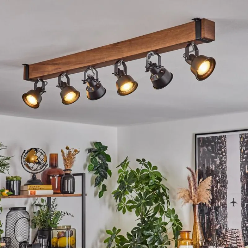 Luminaires Scandinaves-hofstein Plafonnier Safari Brun, Noir, 6 lumières