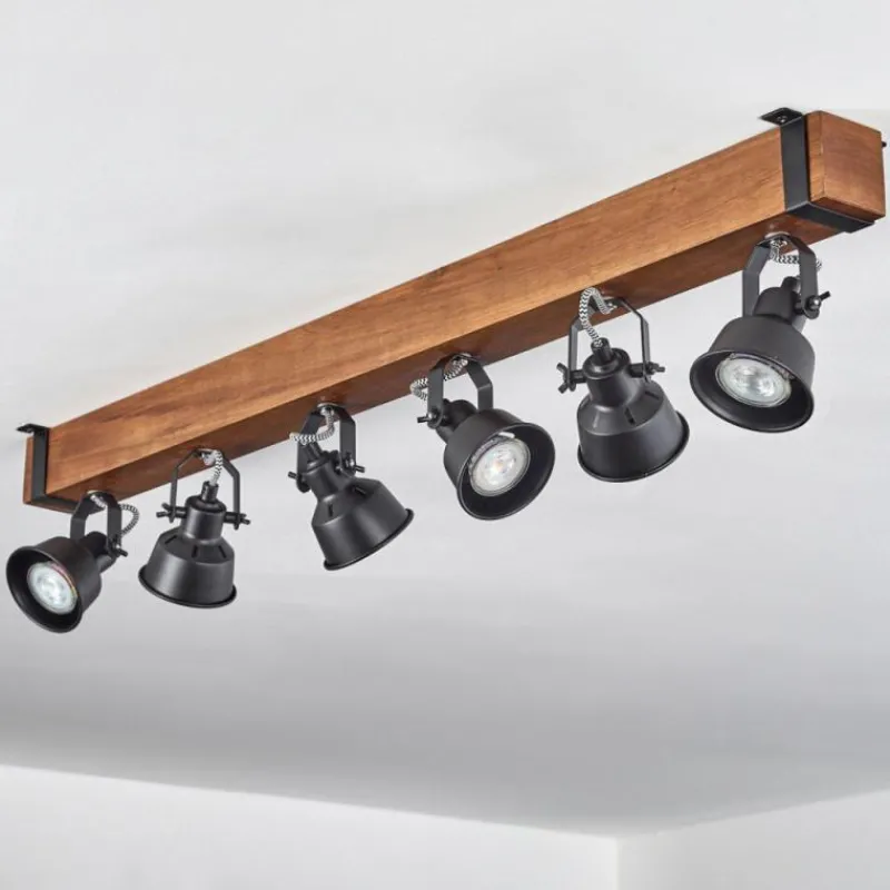 Luminaires Scandinaves-hofstein Plafonnier Safari Brun, Noir, 6 lumières