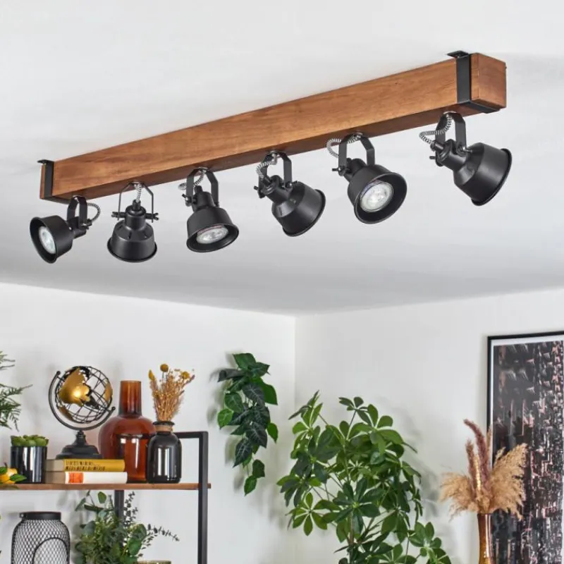 Luminaires Scandinaves-hofstein Plafonnier Safari Brun, Noir, 6 lumières