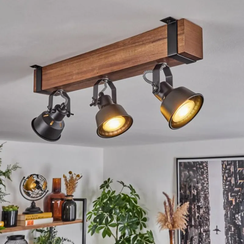 Luminaires Scandinaves-hofstein Plafonnier Safari Brun, Noir, 3 lumières