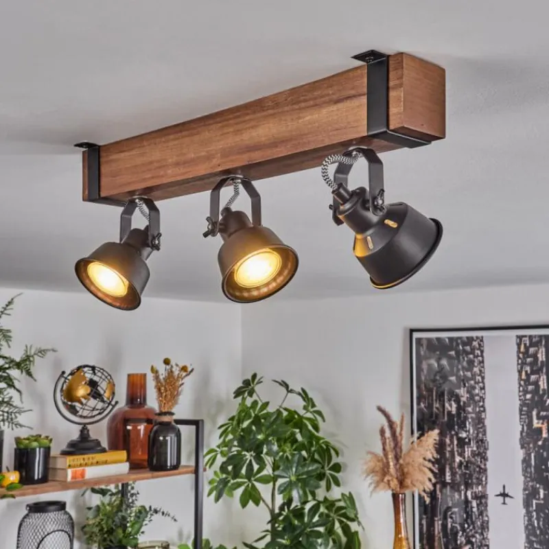 Luminaires Scandinaves-hofstein Plafonnier Safari Brun, Noir, 3 lumières