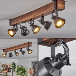 Luminaires Scandinaves-hofstein Plafonnier Safari Brun, Noir, 5 lumières