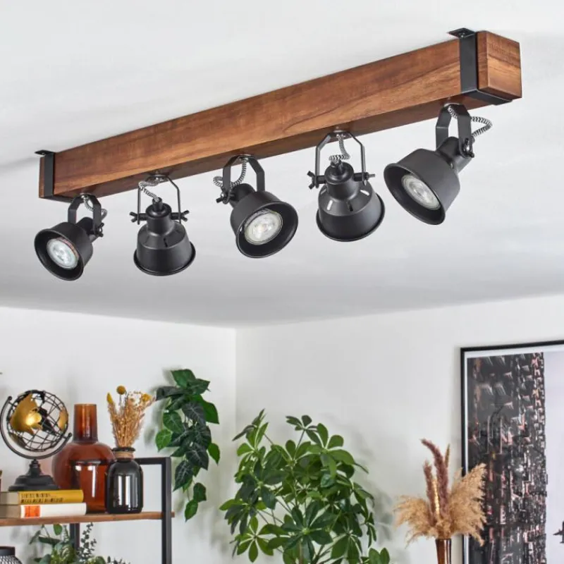 Luminaires Scandinaves-hofstein Plafonnier Safari Brun, Noir, 5 lumières