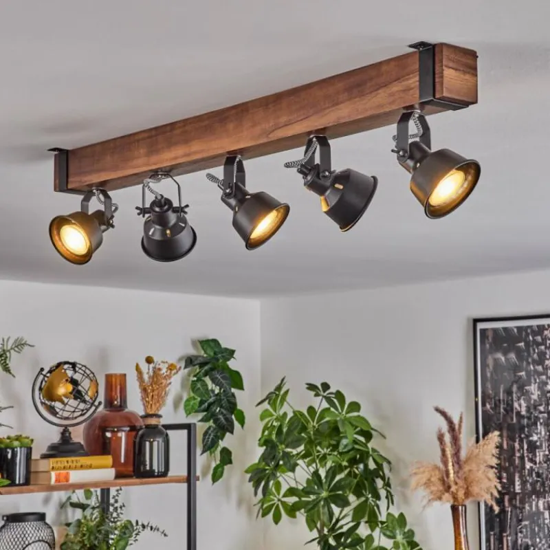 Luminaires Scandinaves-hofstein Plafonnier Safari Brun, Noir, 5 lumières