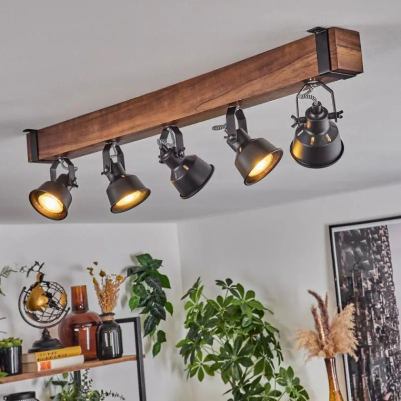 Luminaires Scandinaves-hofstein Plafonnier Safari Brun, Noir, 5 lumières