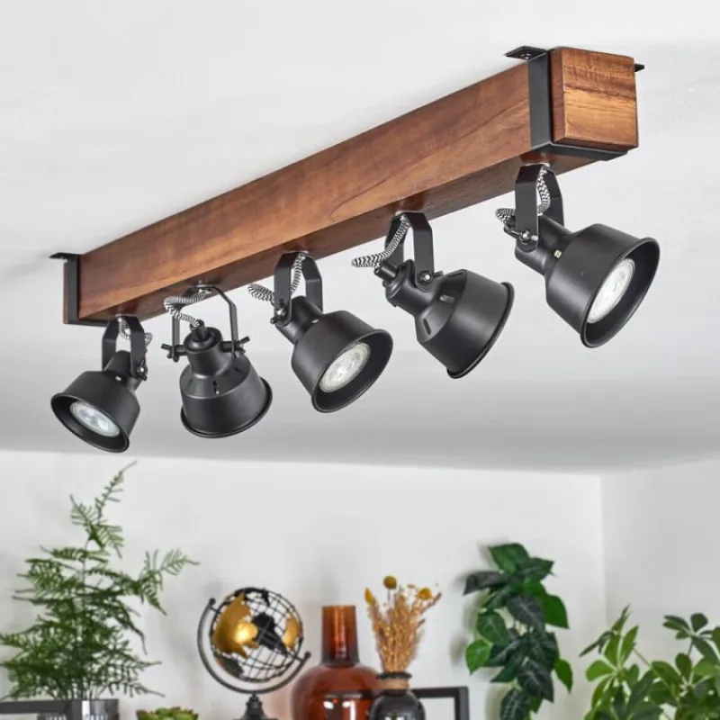 Luminaires Scandinaves-hofstein Plafonnier Safari Brun, Noir, 5 lumières