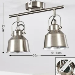 Lampes Industrielles-hofstein Plafonnier Safari Chrome brossé, 2 lumières