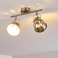 Lampes Industrielles-hofstein Plafonnier Safari Chrome brossé, 2 lumières