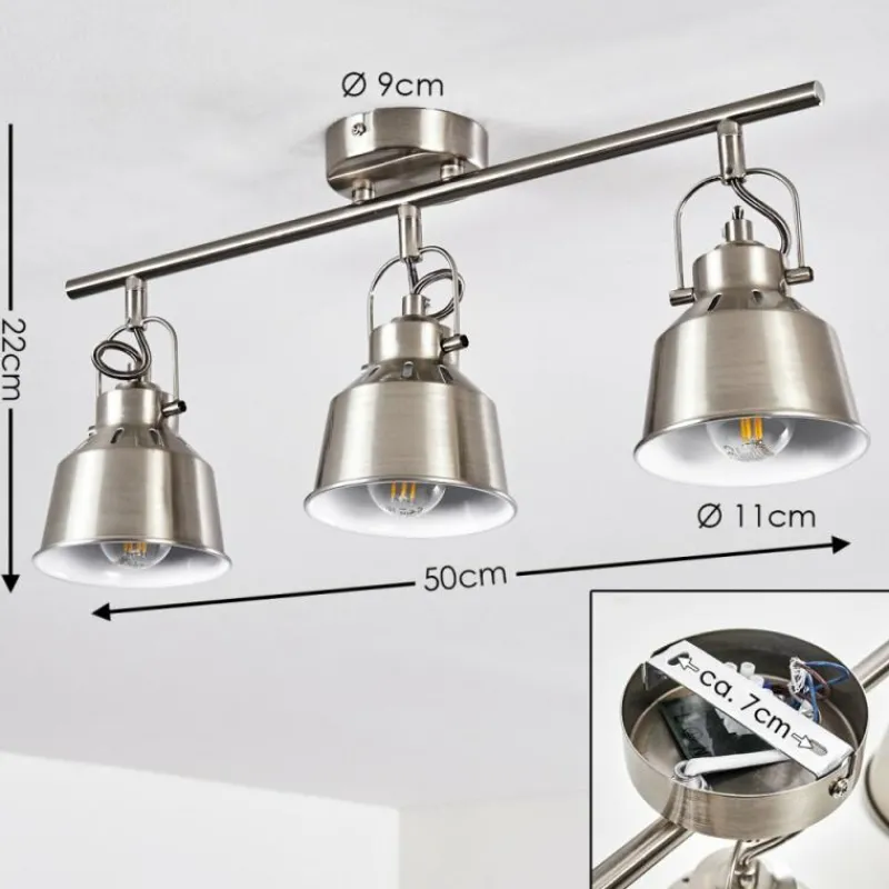 Lampes Industrielles-hofstein Plafonnier Safari Chrome brossé, 3 lumières