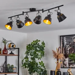 Lampes Dorées-hofstein Plafonnier Safari Chrome, Noir, 6 lumières