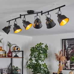 Lampes Dorées-hofstein Plafonnier Safari Chrome, Noir, 6 lumières