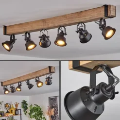 Luminaires Scandinaves-hofstein Plafonnier Safari Écru, Noir, 6 lumières