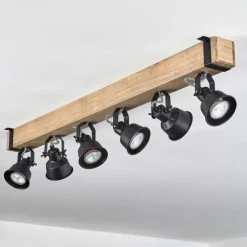 Luminaires Scandinaves-hofstein Plafonnier Safari Écru, Noir, 6 lumières