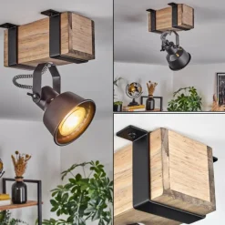 Luminaires Scandinaves-hofstein Plafonnier Safari Écru, Noir, 1 lumière