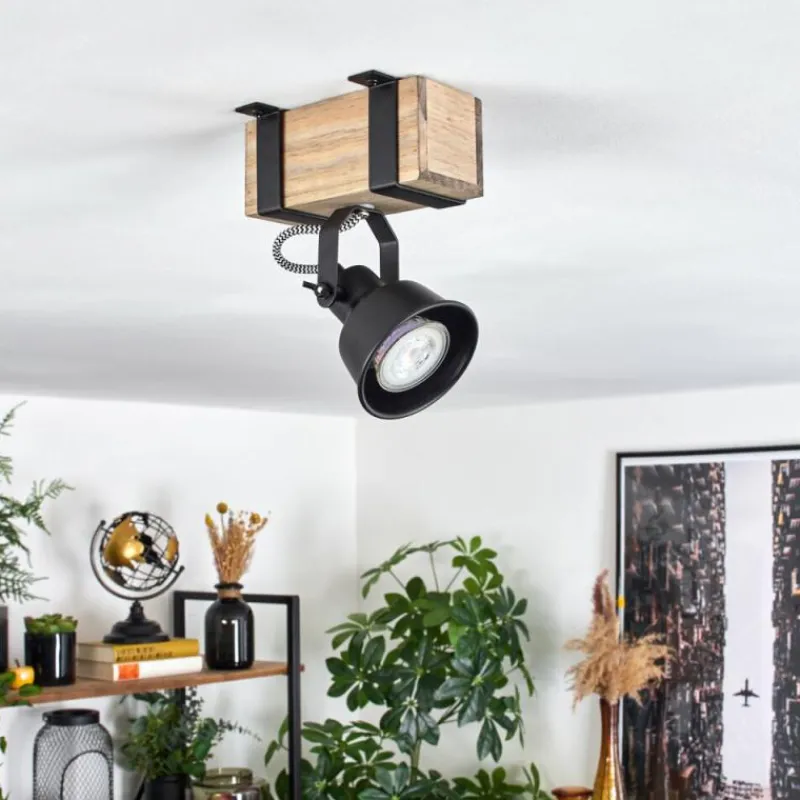 Luminaires Scandinaves-hofstein Plafonnier Safari Écru, Noir, 1 lumière