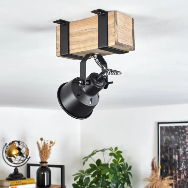 Luminaires Scandinaves-hofstein Plafonnier Safari Écru, Noir, 1 lumière