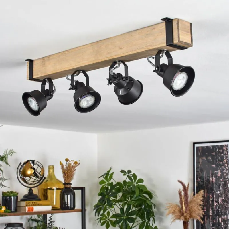 Luminaires Scandinaves-hofstein Plafonnier Safari Écru, Noir, 4 lumières