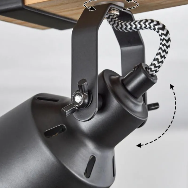 Luminaires Scandinaves-hofstein Plafonnier Safari Écru, Noir, 4 lumières