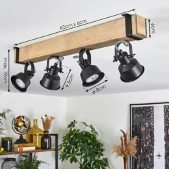 Luminaires Scandinaves-hofstein Plafonnier Safari Écru, Noir, 4 lumières