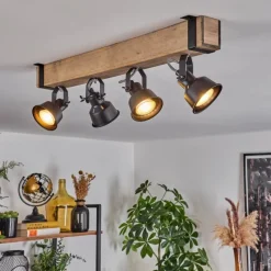 Luminaires Scandinaves-hofstein Plafonnier Safari Écru, Noir, 4 lumières