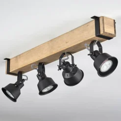 Luminaires Scandinaves-hofstein Plafonnier Safari Écru, Noir, 4 lumières