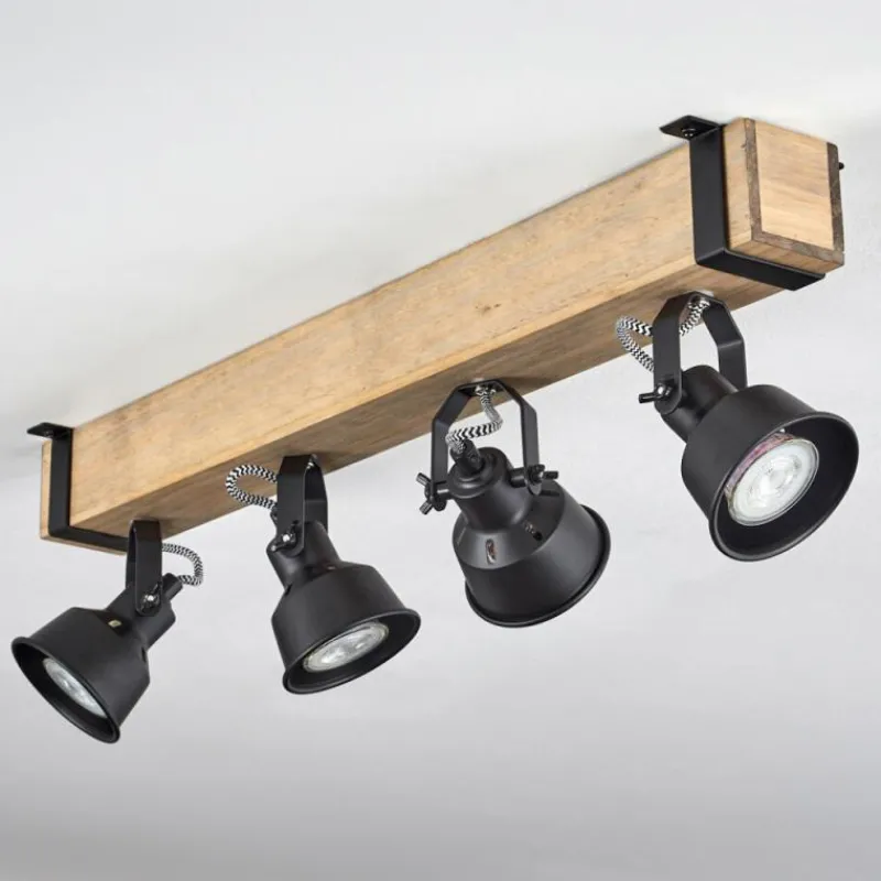 Luminaires Scandinaves-hofstein Plafonnier Safari Écru, Noir, 4 lumières