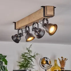 Luminaires Scandinaves-hofstein Plafonnier Safari Écru, Noir, 4 lumières