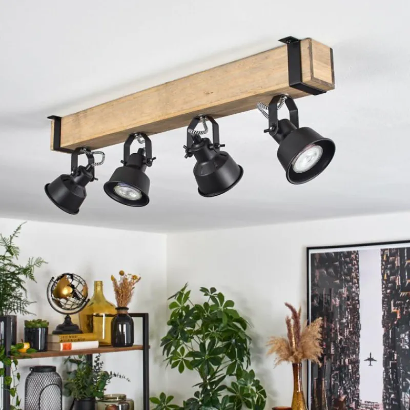 Luminaires Scandinaves-hofstein Plafonnier Safari Écru, Noir, 4 lumières