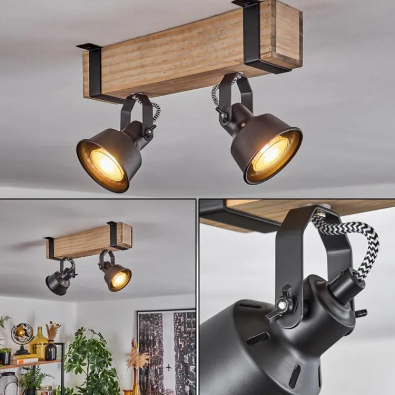 Luminaires Scandinaves-hofstein Plafonnier Safari Écru, Noir, 2 lumières