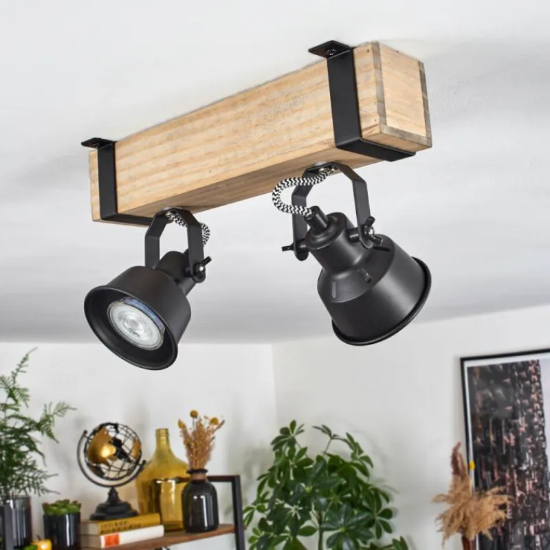 Luminaires Scandinaves-hofstein Plafonnier Safari Écru, Noir, 2 lumières