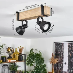 Luminaires Scandinaves-hofstein Plafonnier Safari Écru, Noir, 2 lumières