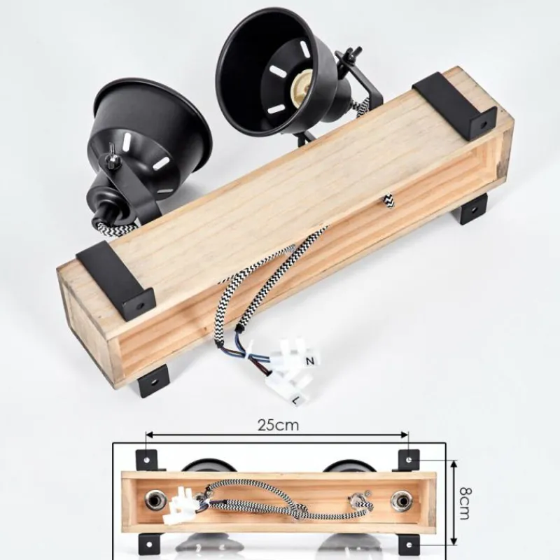 Luminaires Scandinaves-hofstein Plafonnier Safari Écru, Noir, 2 lumières