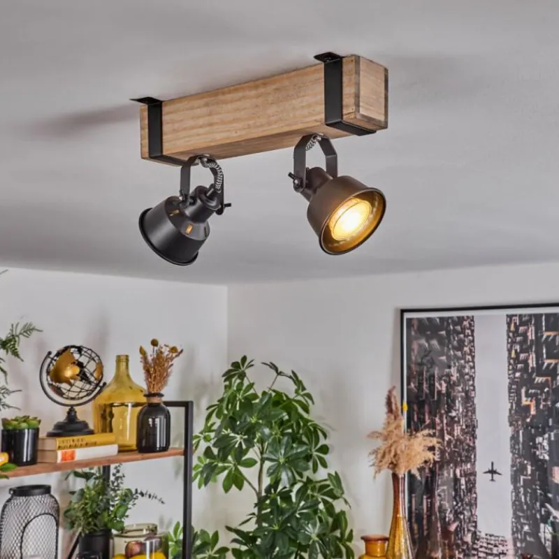 Luminaires Scandinaves-hofstein Plafonnier Safari Écru, Noir, 2 lumières