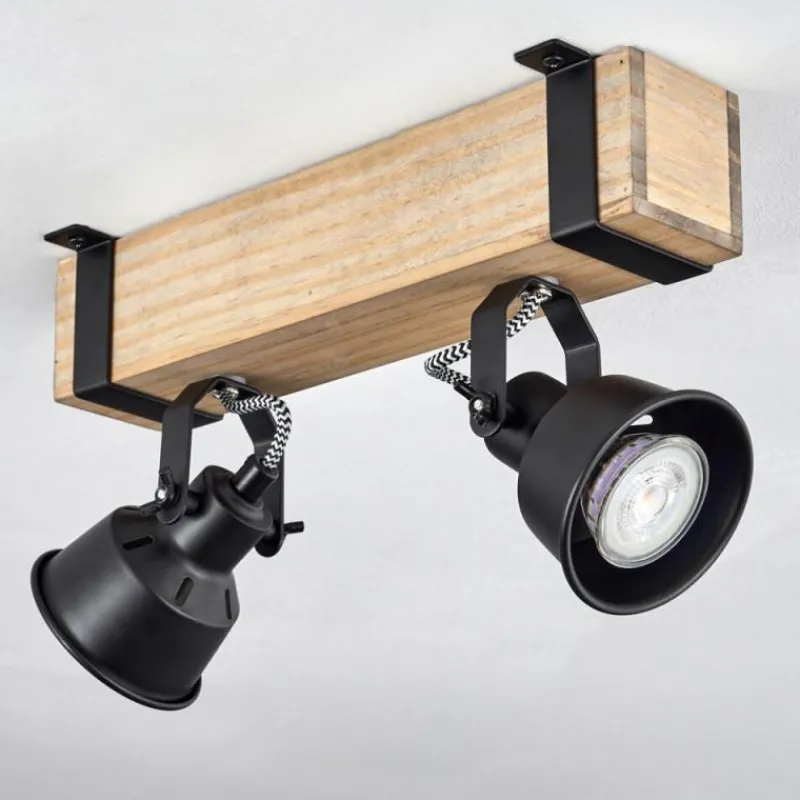 Luminaires Scandinaves-hofstein Plafonnier Safari Écru, Noir, 2 lumières