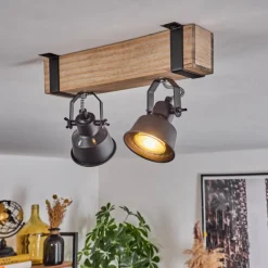 Luminaires Scandinaves-hofstein Plafonnier Safari Écru, Noir, 2 lumières