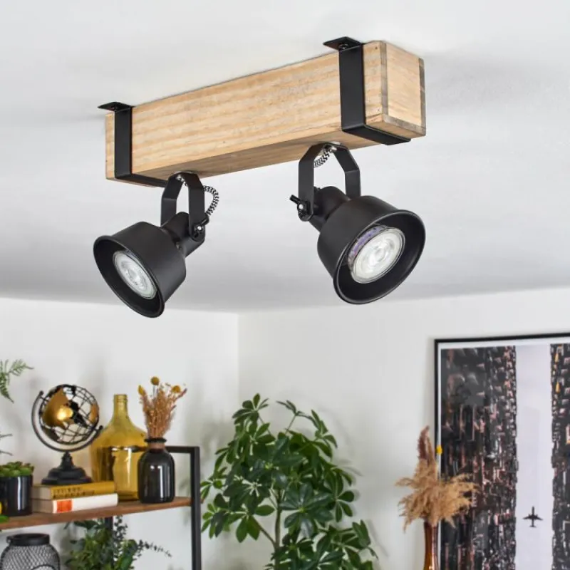 Luminaires Scandinaves-hofstein Plafonnier Safari Écru, Noir, 2 lumières