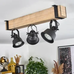 Luminaires Scandinaves-hofstein Plafonnier Safari Écru, Noir, 3 lumières