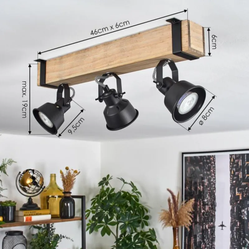 Luminaires Scandinaves-hofstein Plafonnier Safari Écru, Noir, 3 lumières