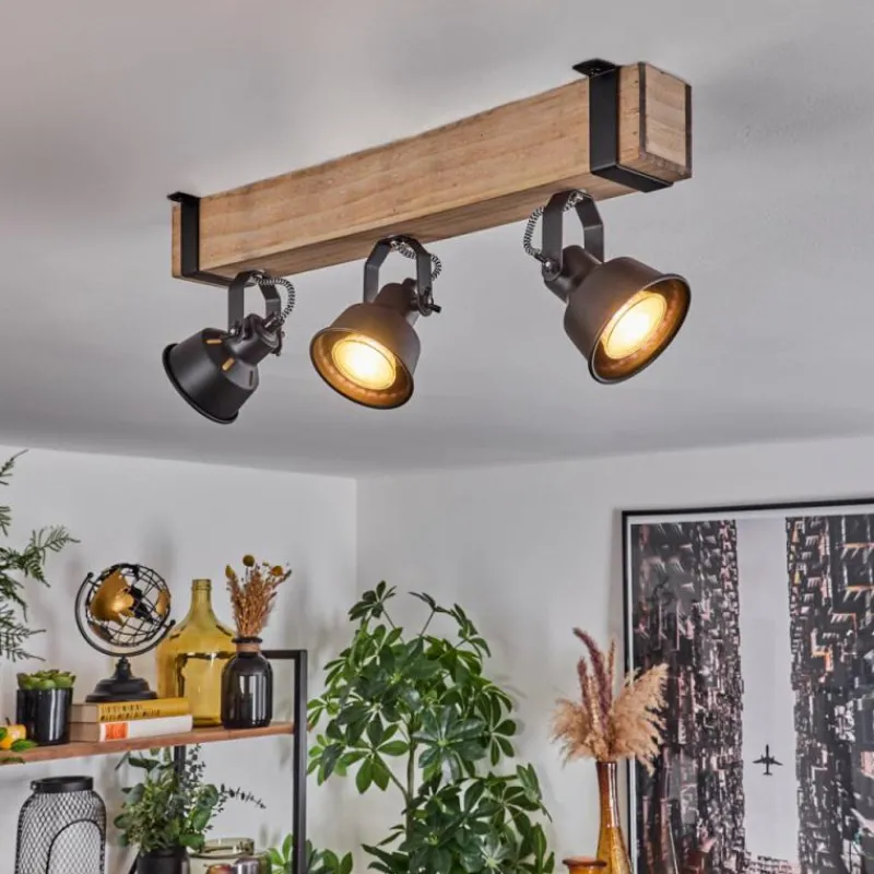 Luminaires Scandinaves-hofstein Plafonnier Safari Écru, Noir, 3 lumières