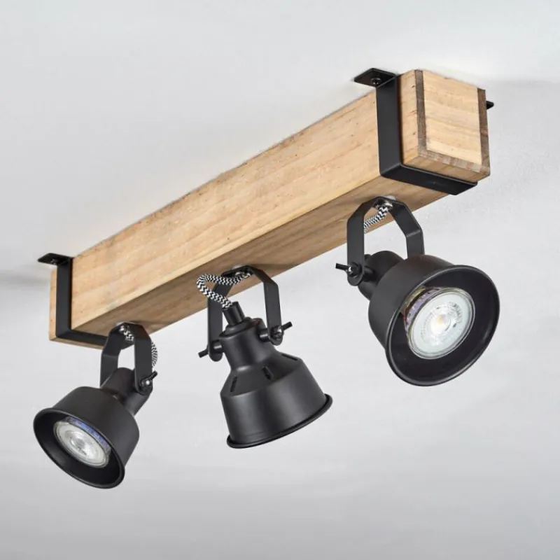 Luminaires Scandinaves-hofstein Plafonnier Safari Écru, Noir, 3 lumières