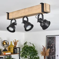 Luminaires Scandinaves-hofstein Plafonnier Safari Écru, Noir, 3 lumières