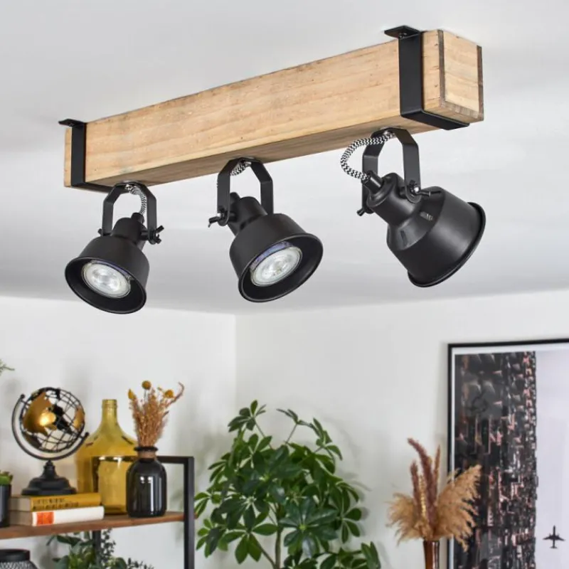 Luminaires Scandinaves-hofstein Plafonnier Safari Écru, Noir, 3 lumières