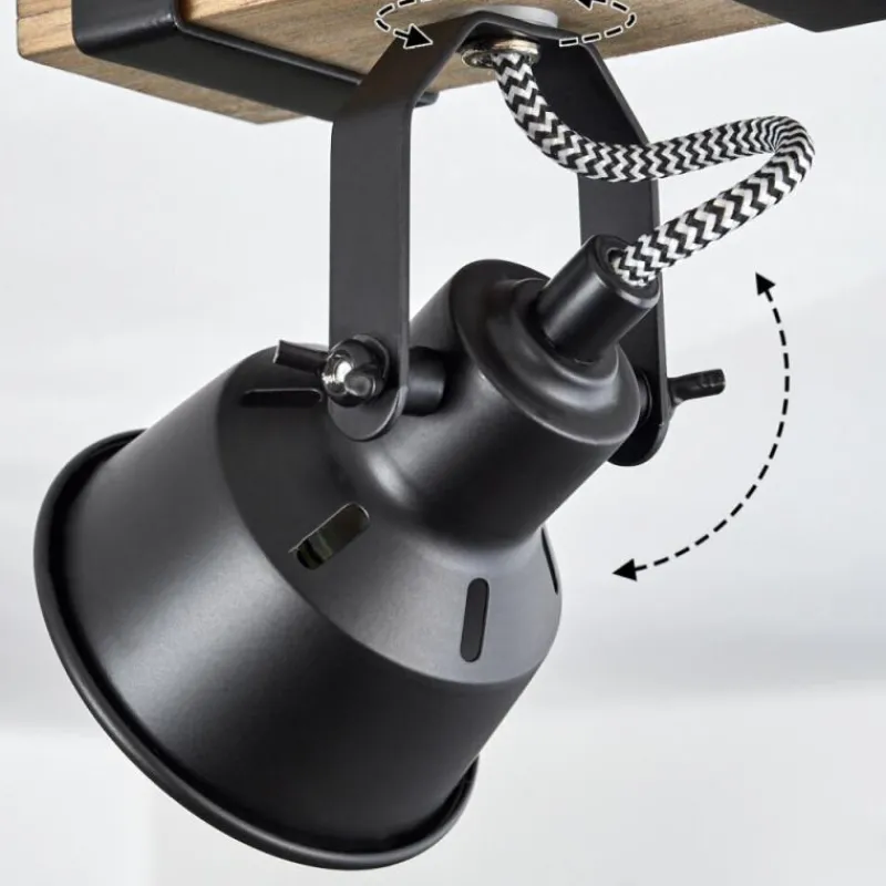 Luminaires Scandinaves-hofstein Plafonnier Safari Écru, Noir, 5 lumières